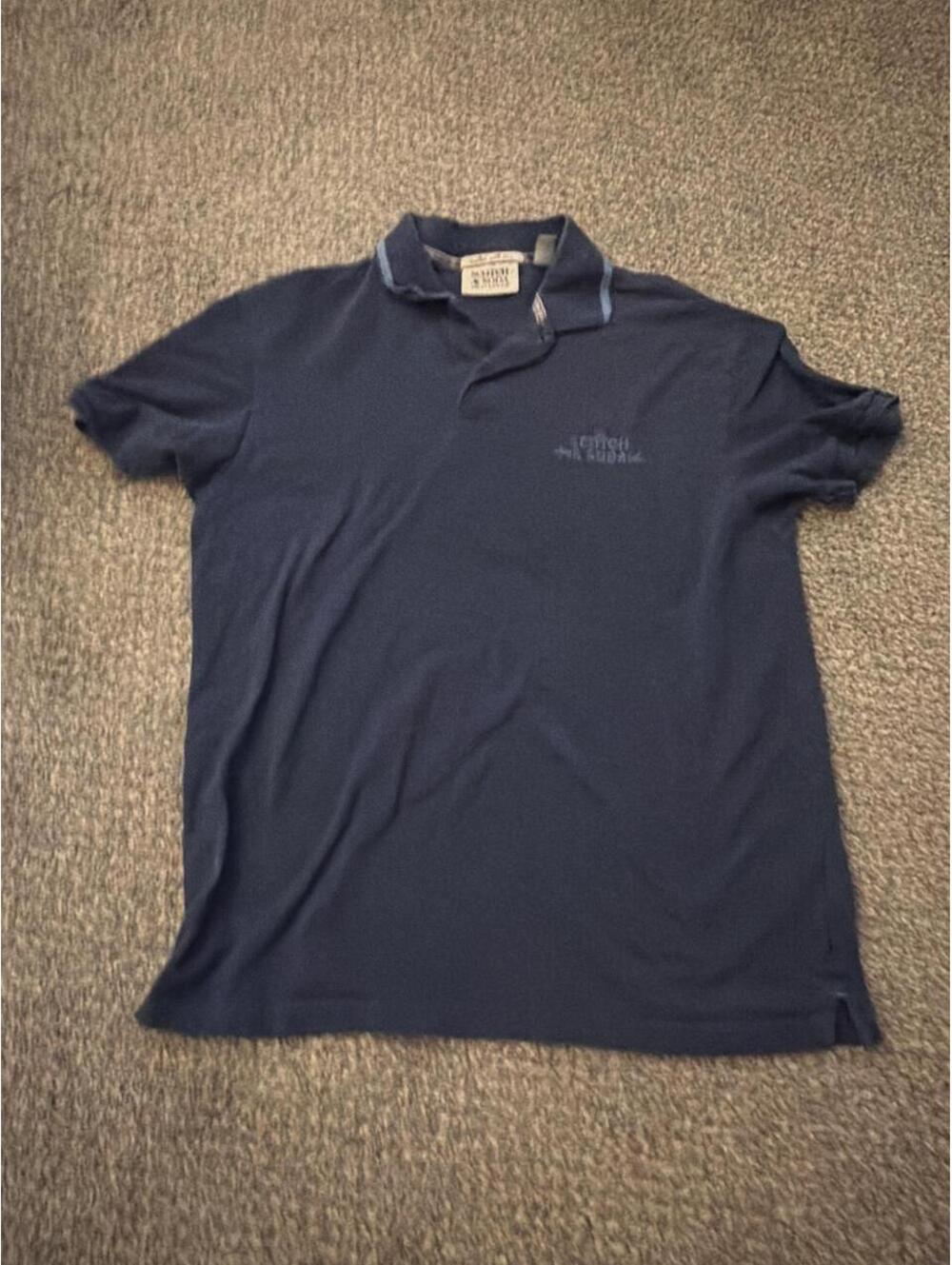 Scotch & Soda Men's Navy and Blue Polo-shirt